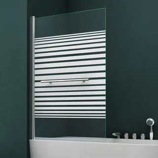 Mai & Mai Duschwand für Badewanne faltbar 180° Badewannenwand 96x140cm | Badewannenfaltwand Teilsatiniert, 6mm Sicherheitsglas mit NANO-Versiegelung, Badewannentrennwand Cortona1122
