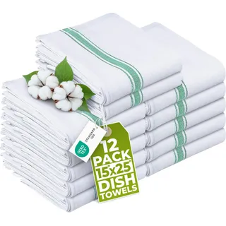 Utopia Towels 200GSM Küchentücher [12er Pack - 38 x 64 cm] Geschirrtücher aus 100% Baumwolle super saugfähig Maschinenwaschbare Geschirrhandtücher (Grün)