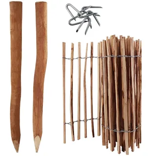 Aquagart 5m Komplett Set Staketenzaun 60cm hoch Lattenabstand 4-6cm mit 5 Holzpfosten 1,0...