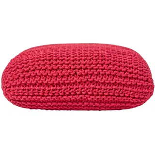 Homescapes Strick-Pouf 70 x 20 x 70 cm Rot
