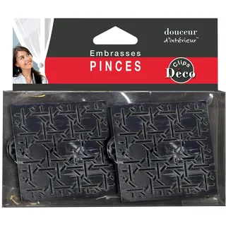 Douceur d'Intérieur Weichheit für den Innenbereich, 2 Raffhalter, 6,8 x 6,8 cm, Metall, Patina, Emery, Schwarz/Silber