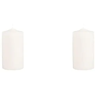 Rayher 3140596 Stumpenkerze, creme, rund, Länge 20 cm, 7 cm ø,100% Paraffin, RAL-Gütezeichen, Rundkerze, Taufkerze, Kommunionkerze, Kerzenrohling zum Verzieren und Basteln (Packung mit 2)