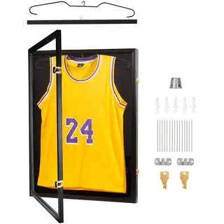 RATSTONE Trikot Bilderrahmen,Objektrahmen,Trikotrahmen Fußball,Trikot Rahmen,80 x 60 cm,98% UV-Schutz,Abschließbarer Klapprahmen,Inklusive Aufhängevorrichtung Usw.,Trikot In Bilderrahmen,Schwarz