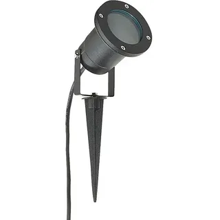 LED Außenleuchte mit Erdspieß rund, mit GU10 Sockel, IP54, schwarz matt - 92 x 92 mm