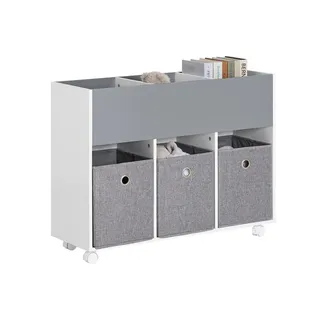 SoBuy Kinderregal mit 3 Stoffboxen Bücherregal Kinderzimmer Regal mit Rollen Kinder- & Jugendzimmer, Kindermöbel, Kinderregale