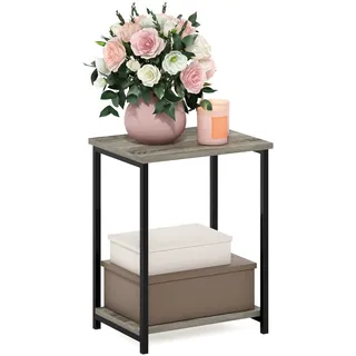 Furinno Simplistic Industrial Beistelltisch mit Metallrahmen, 1er-Pack, französische Eiche