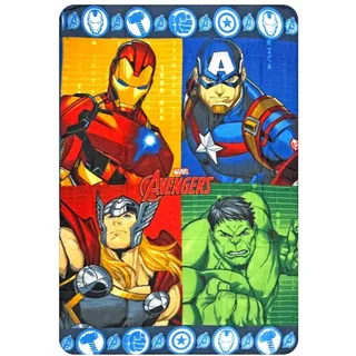 Decke für Kinder, Avengers Marvel 100 x 140 cm, weiche Decke aus Fleece, 100 % Polyester, 220 g/m2, warm und leicht, ideal für Kinderzimmer oder Sofa