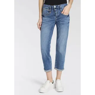 Boyfriend-Jeans HERRLICHER "Shyra Tap Denim Light", Damen, Gr. 32, N-Gr, sun faded, Denim/Jeans, Obermaterial: 98% Baumwolle, 2% Elasthan, straight fit 7/8-Länge, Jeans Boyfriend-Jeans, im Straight Fit, mit Knopfleiste