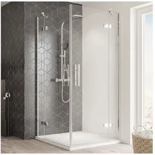 Eckeinstieg mit Drehtür Breuer Avanta 1000x1000x2000 mm Echtglas Klar hell chrom