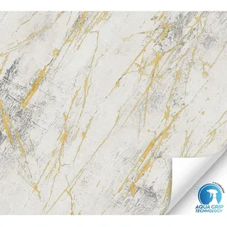 A.S. Création Vorgeleimte Vliestapete Marmoroptik Grau und Gold 10,05 m x 0,53 m