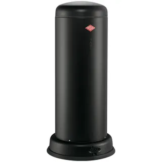 WESCO Big Baseboy Abfallsammler in der Farbe mattschwarz, pulverbeschichtetes Stahlblech, 30 Liter Volumen, eingebauter Dämpfer, Metall-Fußtritt mit Gummitrittfläche