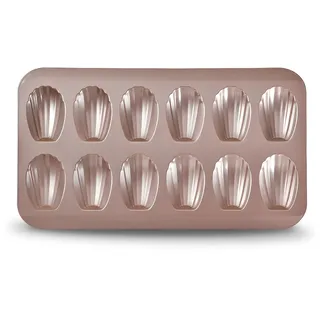 Gurlideo Madeleines Backform, 12 Mulden Madeleine Form, Karbonstahl mit Antihaftbeschichtung, für Ofen Backen Schokolade Brownies Kekse, Golden