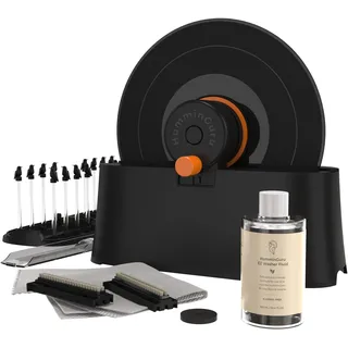HumminGuru EZ manuelle Schallplattenwaschmaschine & Vinyl-Reinigungsset | Vinyl Cleaning Kit mit LP-Rotation, Labelschutz, Ziegenhaarbürsten, alkoholfreier Reinigungsflüssigkeit und Trockengestell