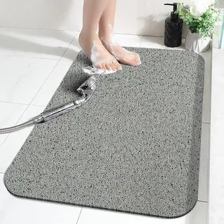 Antirutsch-Dusche-Matte mit Loofah-Oberfläche, waschbar, mit Abflusslöchern, grün, groß