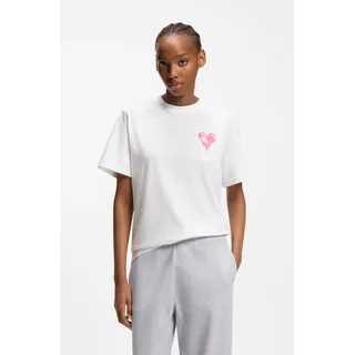 T-Shirt HUGO BLUE "Vintage Tee", Damen, Gr. M (38), natural 102, Single Jersey, Obermaterial: 100% Baumwolle, unifarben, relaxed fit hüftbedeckend, Rundhals, Shirts T-Shirt, im Relaxed Fit