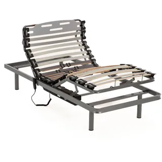 Nalui - Lattenrost für Bett 80 x 200 cm mit ProCare Füßen, 11 Latten aus Buchenholz von 10 cm und Struktur aus Stahl. Elektrischer Lattenrost mit 5 Etagen mit Steuerung und Schiebern zur Regulierung