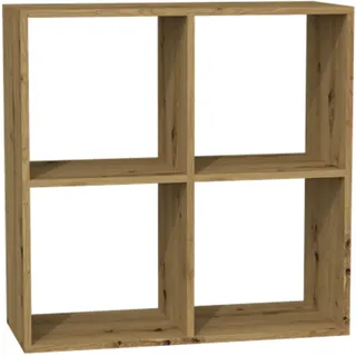 Selsey Malax Wandregal, 4 Fächer, 75x74x30 cm, laminiertes Holz, Farbe: handgefertigte Eiche, modular hoch/niedrig, modern/klassisch, für Wohnzimmer/Büro, einfache Selbstmontage