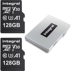 Integral 128 GB 2- Pack Micro-SD-Karte 4K Video Premium High Speed Speicherkarte SDXC bis zu 100 MB s Lesegeschwindigkeit und 50 MB s Schreibgeschwindigkeit V30 C10 U3 UHS-I A1