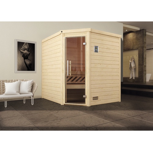 Bild von Sauna »Turku«, (Set), 7,5 kW-Ofen mit digitaler Steuerung, beige