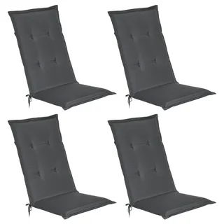 Beautissu 4er Set Gartenstuhlauflage Loft HL Graphitgrau, 120x50x6cm - Dunkelgrau