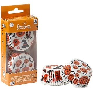 Decora 0339860 PAPIERFÖRMCHEN Halloween 50 X 32 MM 36ST, Paper, Orange/Weiß