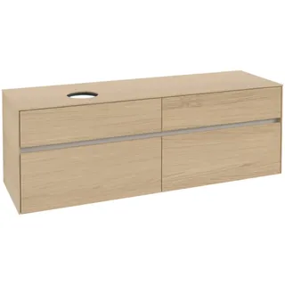 Villeroy & Boch Collaro Waschbeckenunterschrank, Wandmontage, 4 Auszüge, Waschbecken links, 1600x548x500mm, C05000VJ, Farbe: Front/Korpus: Nordic Oak, Griff: Cashmere Grey