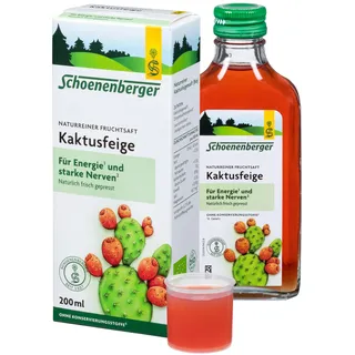 Schoenenberger - Kaktusfeige naturreiner Fruchtsaft - 1x 200 ml Glasflasche - Energielieferant für starke Nerven* und Energie** - natürlich frisch gepresst - bio