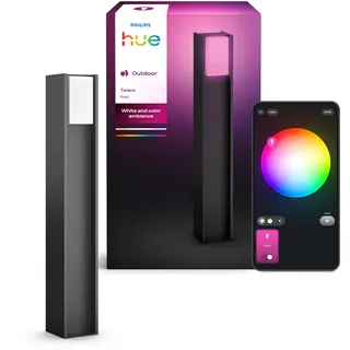 Philips Hue Turaco Außen-Wegleuchte, anthrazit, dimmbar, warmweißes Licht, über App steuerbar, kompatibel mit Amazon Alexa (Echo, Echo Dot), neue Generation
