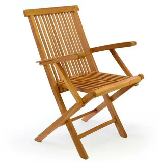 VCM Gartenstuhl VCM Gartenstuhl Hochlehner Klappstuhl Holz Teak 57 x 57 x 108 cm braun