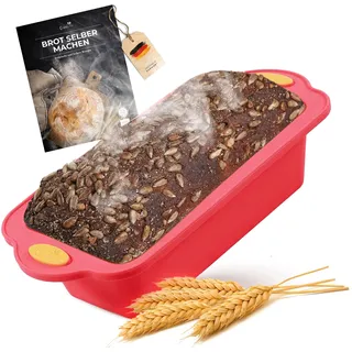 Coradoma Silikon Backform Rechteckig inkl. Rezept Silikonform zum Brot Backen Brotbackform 1000g Brottopf Set Springform Kastenform Kuchen Brotform & Kuchenform, SPC001