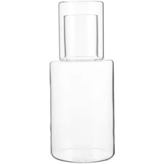 Angoily Wasserkaraffe Mit Glasbecher 1L Klare Glaskaraffe Für Schlafzimmer Nachttisch Wohnzimmer Büro Saft Und Wasser Trinkglas Set