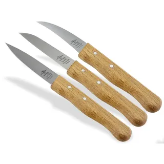 Gemüsemesser Set 3-Teilig Schälmesser Obstmesser aus Solingen Made in Germany Universal Messer mit Holzgriff aus Buche Allzweckmesser mit Scharfer Rostfreier Messerklinge inkl. Etui & Klingenschutz