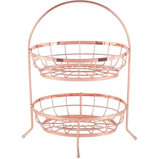 Echtwerk Obstkorb aus Eisen, 2-Stöckig, kupfer