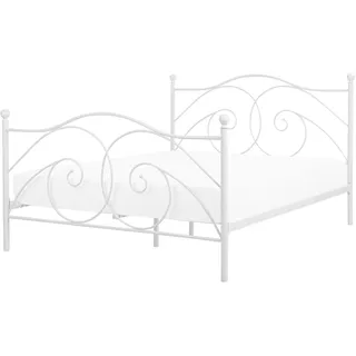 Beliani Metallbett 160/200cm Weiß Metall , 160x200 cm , Schlafzimmer, Betten, Metallbetten