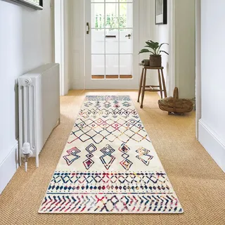 Carvapet Läufer Teppich 60x240cm rutschfest Lang Küchenteppich Waschbar Teppichläufer Weiche Mikrofaser Geometrisch Flächenteppich Laufteppich(Multicolor)