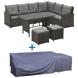Svita Sitzgruppe Monroe + Abdeckhaube Grau , Kunststoff , Gartenmöbel, Gartengarnituren, Gartenmöbel-Sets