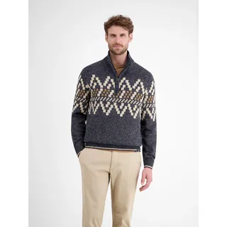 Troyer LERROS, Herren, Gr. XL, classic navy, Strick, Obermaterial: 60% Baumwolle, 40% Polyacryl, meliert, regular fit normal, ohne Ausschnitt, Rippbündchen, Pullover Troyer, mit Norweger-Muster