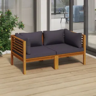 vidaXL 2-Sitzer-Gartensofa Loungesofa grau