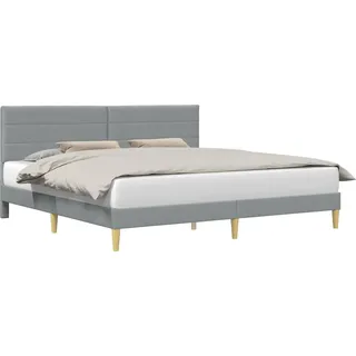 vidaXL Bettrahmen mit Kopfteil Hellgrau 200 x 200 cm Stoff - Hellgrau