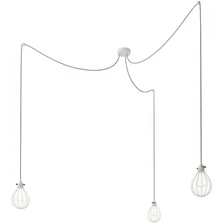 Creative Cables Multiple With 3 Drops With Textile Cable And Drop Lampshade Already Assembled Hängelampe - White - One Size