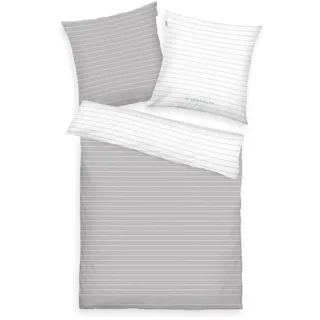 Bettwäsche 135x200, Tom Tailor Bettwäsche-Set Scandi Trio, zeitlos, gradlinig, klar, 100% natürliche Baumwolle, 1x Kissenbezug 80x80 + Bettbezug 135x200, Reißverschluss, Erwachsene (Stockholm)