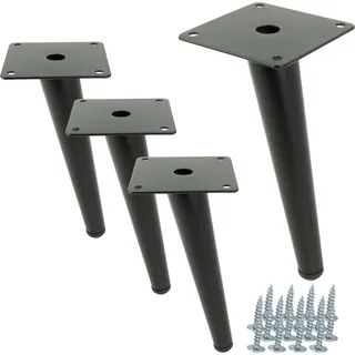 4 x Metallmöbelbeine "Stiletto" schwarz, 18 cm - elegante und stabile Tischbeine für Kommoden, TV-Schränke und Couchtische, inkl. Montageschrauben - Schwarz