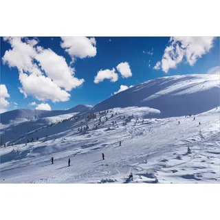Wallario Outdoor-Poster für Garten oder Balkon, Motiv Ski-Piste in den Alpen, in ca. 61 x 91,50 cm - Blau