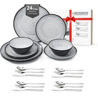 La Joventino 24PCS Melamin Geschirrset für 4 Personen, Campinggeschirr Teller Set - Tafelservice für Outdoor & Indoor