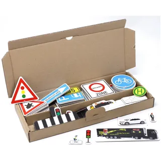 WISSNER® Magnetische Verkehrszeichen - 124-Teiliges Straßenschilder-Lernset für Kinder aus MAG-Pap, Made in Germany, Spiel-Verkehrsschilder für Kinder