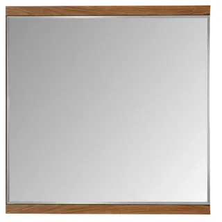 Linea Natura Wandspiegel , Eichefarben , Glas, Holzwerkstoff , Eiche , massiv , rechteckig , 85x88x2 cm , Facettenschliff , Garderobe, Garderobenspiegel