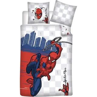 Spiderman Cube Bettwäsche-Set 140×200cm, 65×65 cm - Weiß, Blau