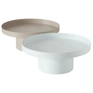 Boltze Home Tablett Samona Metall ø25cm beige weiß - Beige, Weiß