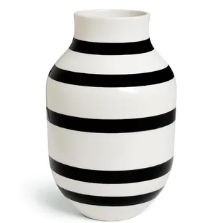 Kähler Vase H31 cm Omaggio Originaldesign mit handgemalte Streifen, schwarz