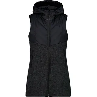 CMP Weste Long FIX Hood Schwarz 40
